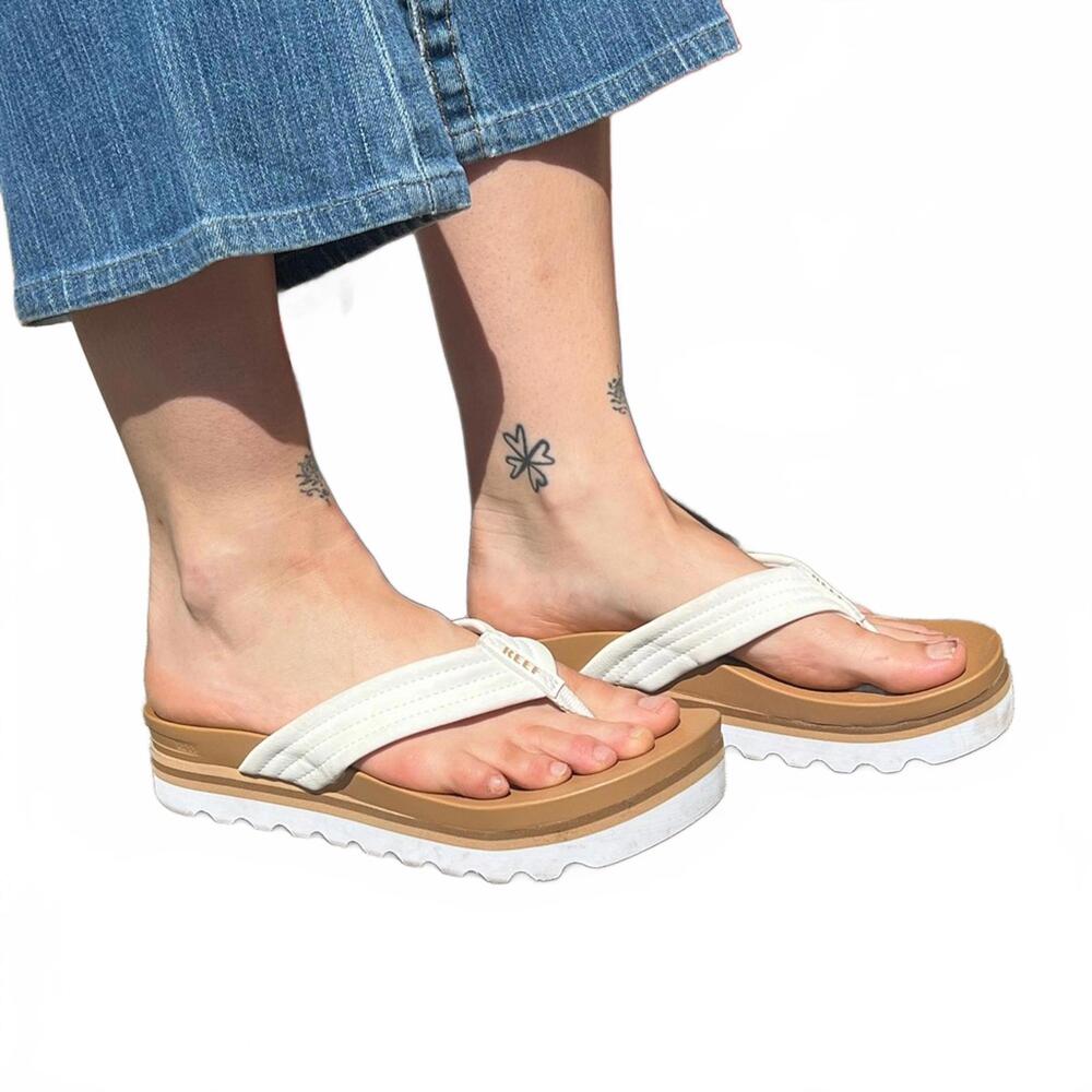Reef White and Tan Women's Sandals